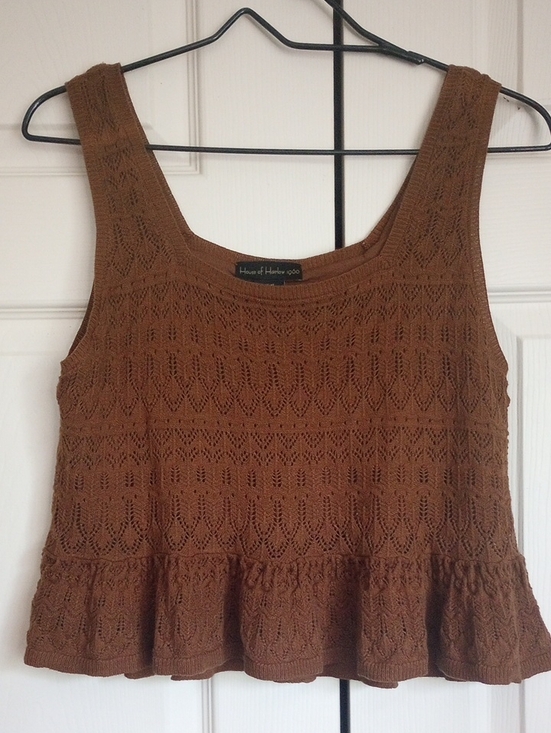 House of Harlow 1960 Tops - House of Harlow 1960 Brown Crochet Peplum Tank Top M